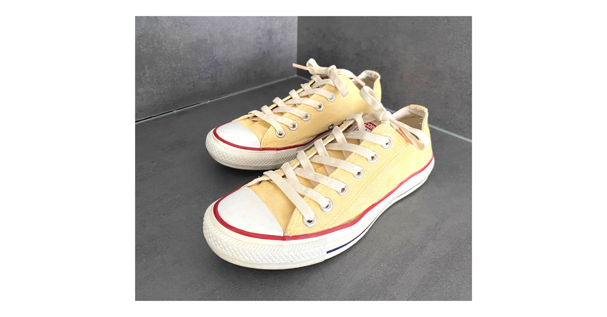 Zkušenosti Fotografie nabarvení Po barvení textilních látkových plátěných tenisek converse bílo béžová barva na tenisky easy dye 136 trg the one-3